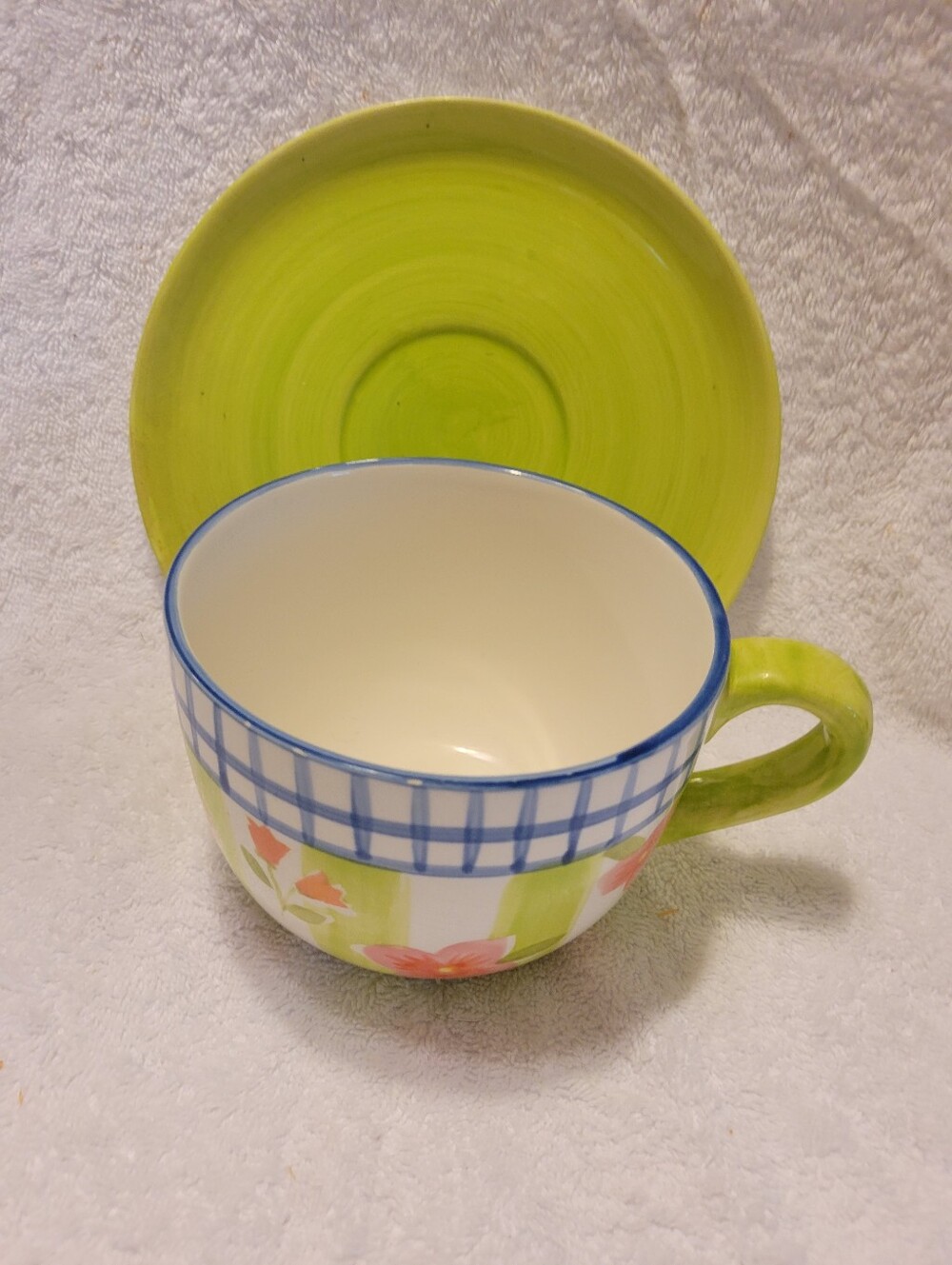 Crate And Barrel Floral Oversized Cup And Saucer